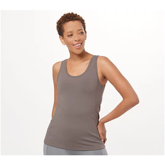 SUSAN GRAVER SG SPORT NEW $44 Contour Knit Tank Top w/ Built-In Bra Truffle XL - Picture 1 of 2